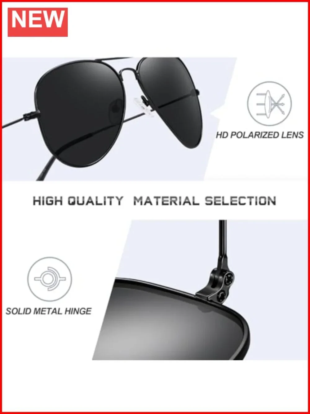 Polarized Aviator Sunglasses UV Protection Driving Metal Frame